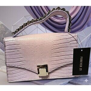 Forever 21 Faux Leather Top Chain Handle/Shoulder Strap Cross. Bag Lavander NWT